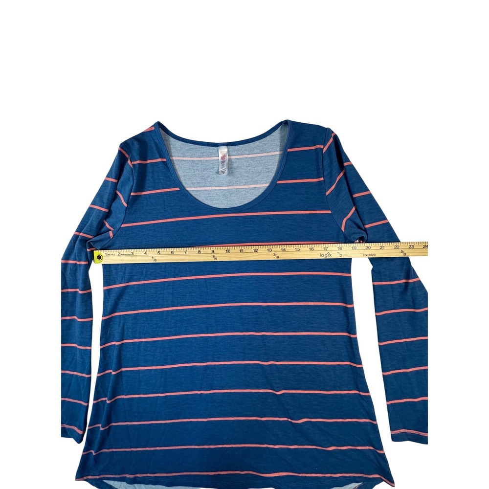 LuLaRoe Striped Top Women's‎ Medium Blue Pink Long Sleeve Scoop Neck - Picture 5 of 8